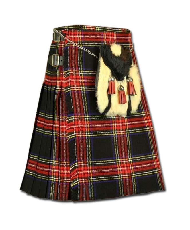 black stewart tartan kilt