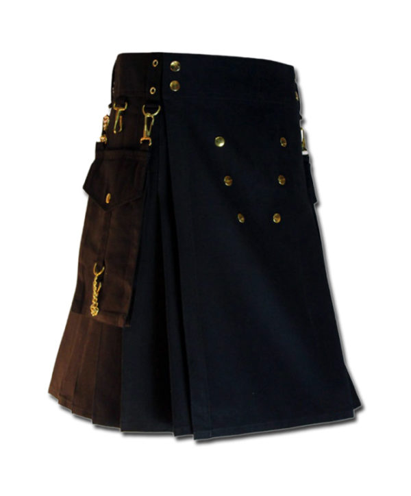 Contrast Pocket Kilt for Royal Men black1
