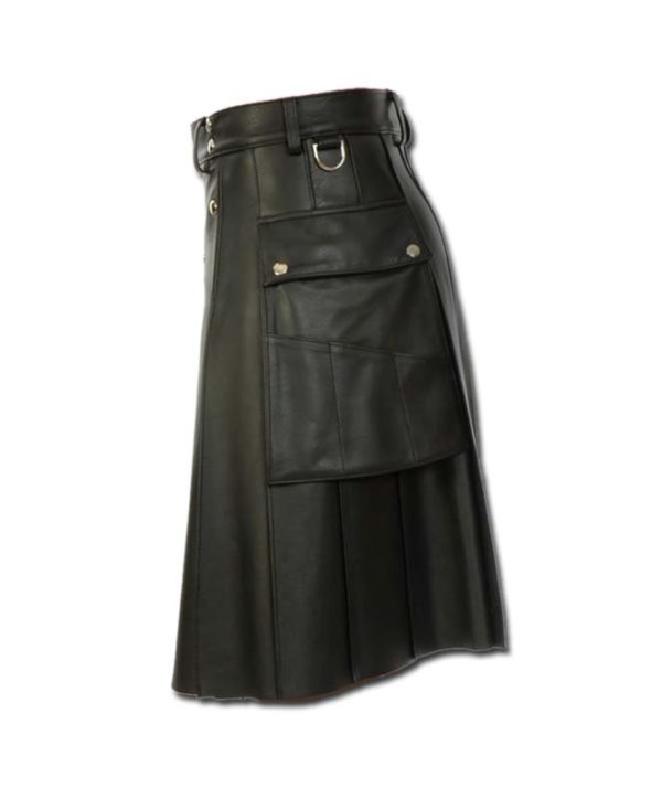Deluxe Leather Kilt with Stylish Pockets-2