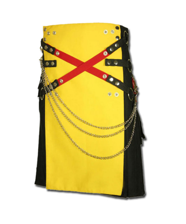 Fashion Kilt with Multi Color Pockets yellow black