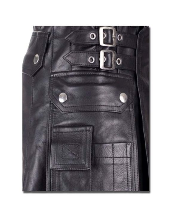 Leather Kilt with Twin Cargo Pockets-2