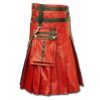 Red & Black Leather Fashion Kilt-3