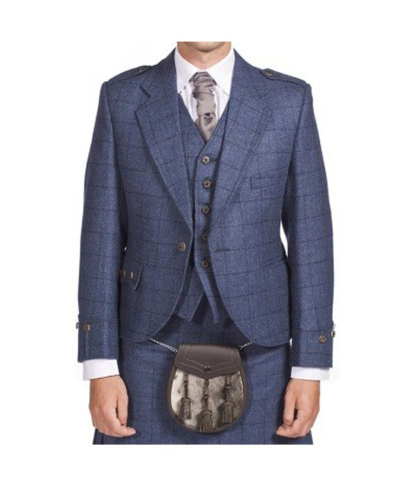 Luxury Argyle Tweed Kilt Jacket & 5 Button Waistcoat-1