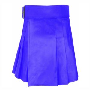 Short Mini Blue Leather Kilt