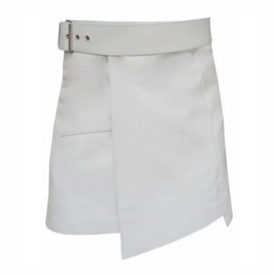 Short Mini White Leather Kilt