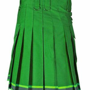Green stylish Scottish firefighter kilt, made to order, utility kilt for men
