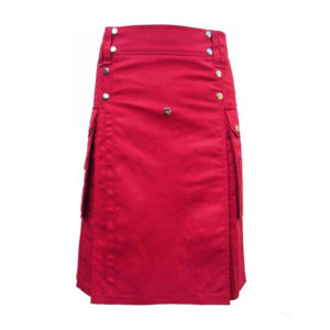 Red Utility Kilt For Active Men Made in 100% Cotton