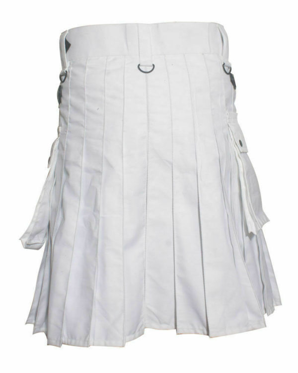 White Leather Strap Utility Kilt For Active Man Kilt Wedding Kilts01