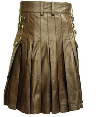 Chocolate Brown Claymore Leather Kilt