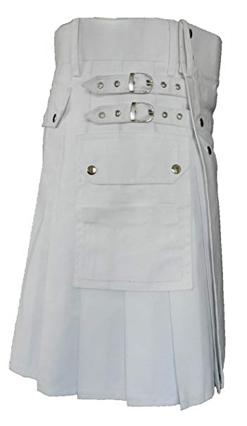 White Leather Strap Utility Kilt For Active Man Kilt Wedding Kilts4