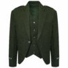 Olive Green Tweed kilt jacket With 5 Button Vest
