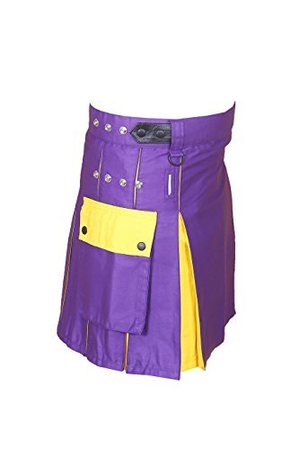 Hybrid Utility Kilt For Men Purple & Yellow2