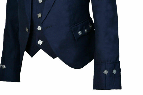 New Scottish Blue Wool Argyle Kilt Jacket With Waistcoat/Vest Sizes 36" 54"