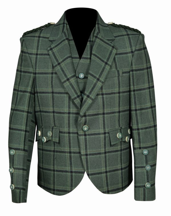Traditional-Style-Lovat-Green-Tweed-Argyle-Kilt-Jacket-With-5-Button-Vest