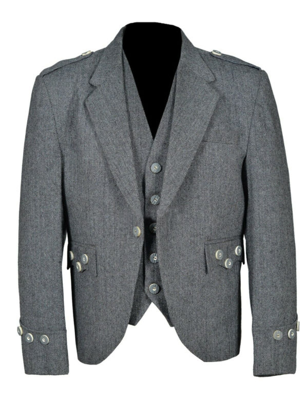Men’s Tweed Crail Highland Kilt Jacket and Waistcoat Scottish Wedding Dress