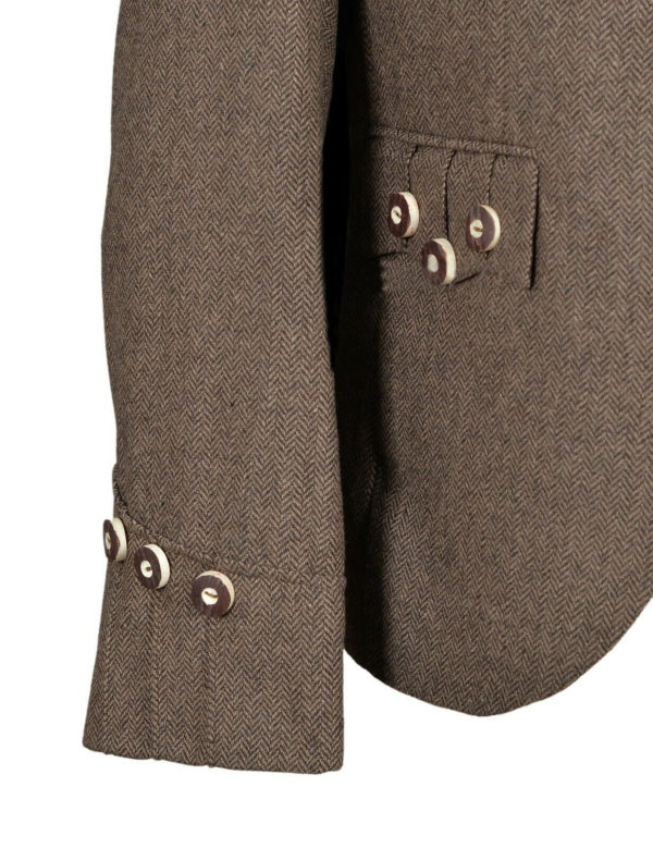 Brown Scottish Tweed Argyle Kilt Jacket With 5 Button Vest