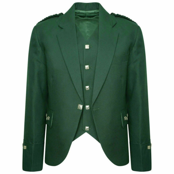 Tweed Crail Scottish Highland Argyle Kilt Green Traditional Jacket and Waistcoat