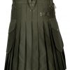 Olive Green Cargo Utility Kilts For Men