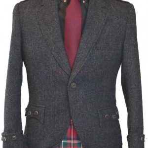 Dark Grey Tweed Argyle Jacket