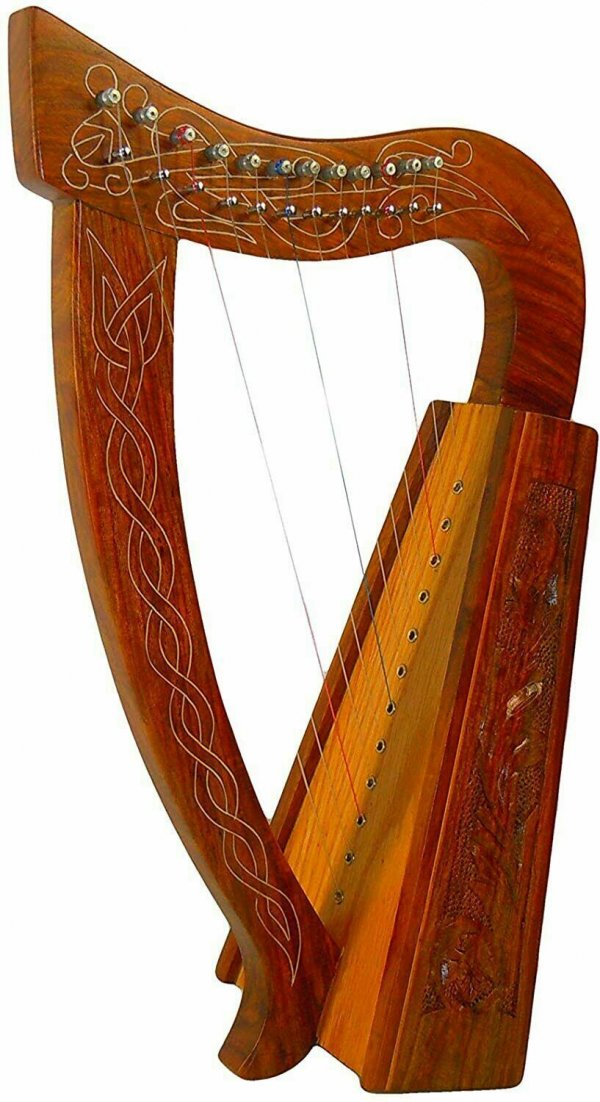 Musical Instrument Celtic Irish Lever Harp 12 Strings Free Extra Strings and Tuning key 