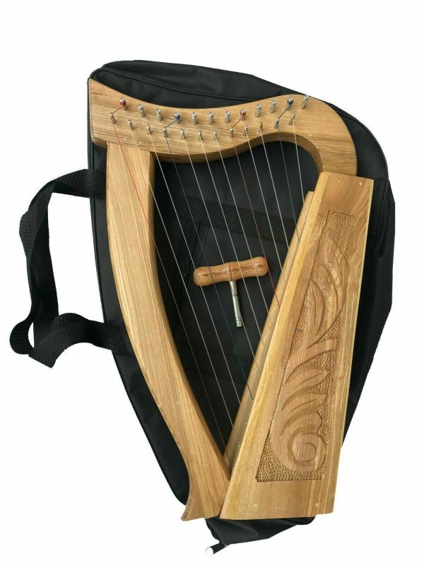 20 Inch Tall Celtic Irish Harp 12 Strings Solid Wood Free Bag Strings Key