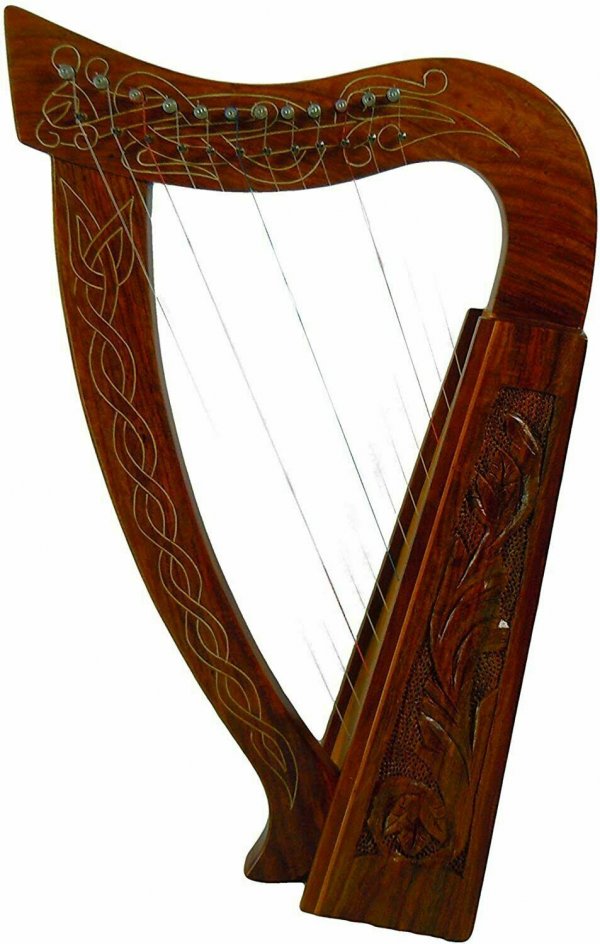 27 Inch Tall Celtic Irish Knee Harp 17 Strings Solid Wood Free Bag Strings Key 