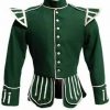 100% Wool Blazer New Military Piper Drummer Doublet Tunic Pipe Band Green Jacket