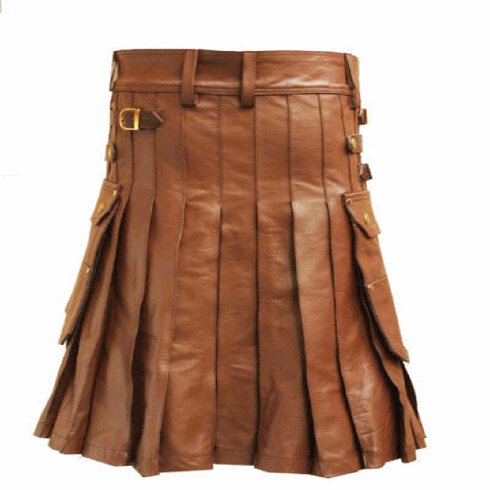 Brown Leather Utility Kilt With Sporran - Ayaan Products