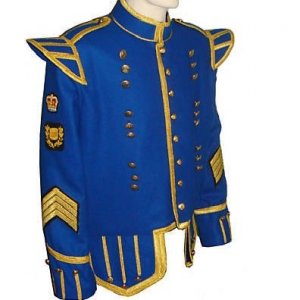 New Blue Pipers Drummers Tunic Doublet Jacket
