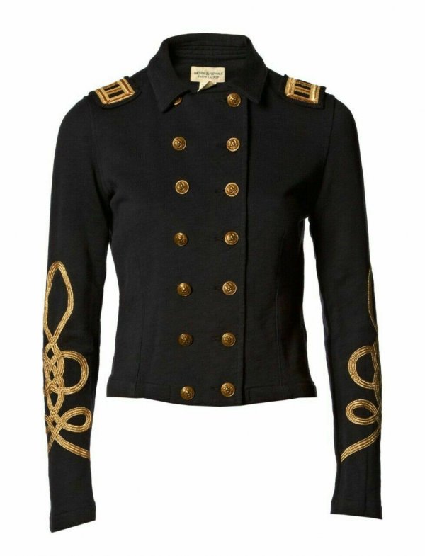 Black Military Jacket with Gold Embroidery