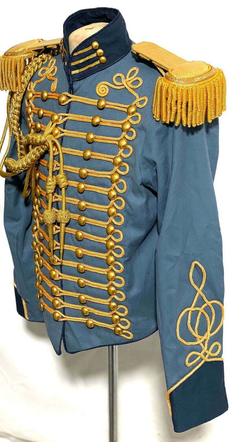 New GENERAL Ceremonial Gold Braiding Hussar Jacket Fringes Gold Epaulettes