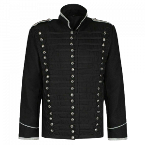 Men's Black hussar steampunk cotton parade jacket, military jacket