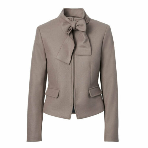 New Italian Wool Blend Bow Neck Jacket