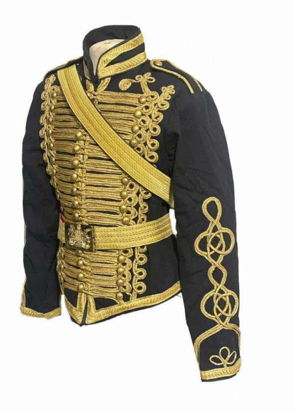 Men’s Black Ceremonial Hussar Officers Military Jacket