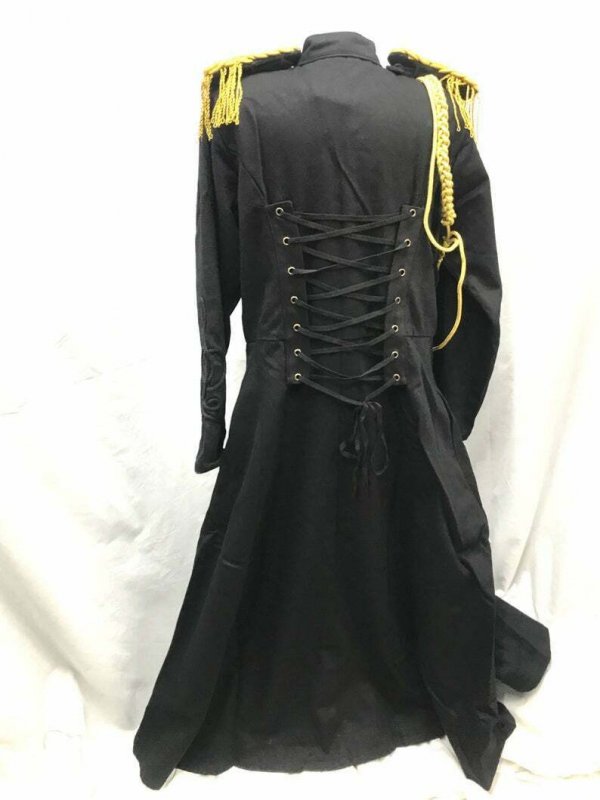 Steampunk Military’s Style Coat With Black Braid
