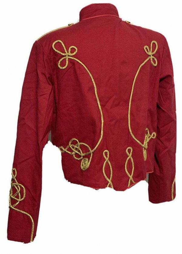 Men Ceremonial Hussar Red Military Jacket with Gold Braiding