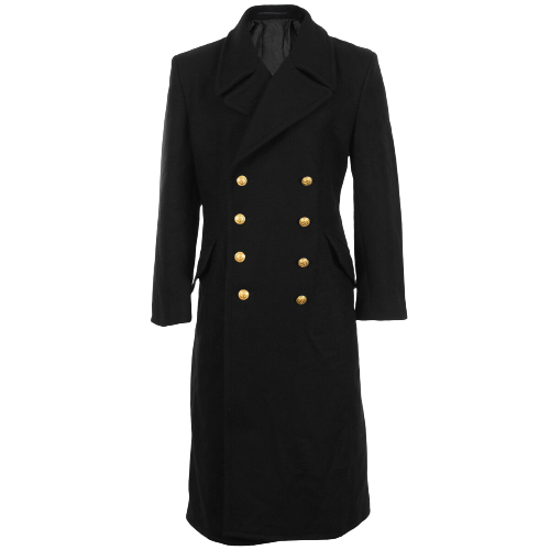 Black Navy Wool Great Coat – Winter Trench Naval Military