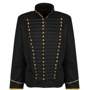 Classy Black Military Steampunk Parade Gothic Hussar Jacket For Men