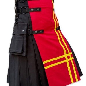 Modern Scottish Kilt for Men Fashion Utility Custom Kilt Black Utility Kilt Man