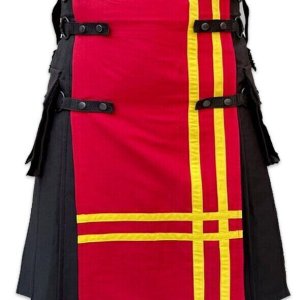 Modern Scottish Kilt for Men Fashion Utility Custom Kilt Black Utility Kilt Man