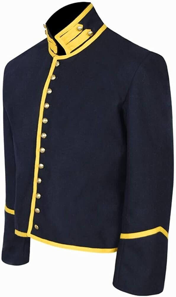 US Civil war Union Navy Blue Cavalry Mounted Wool Shell Jacket with Yellow Trim