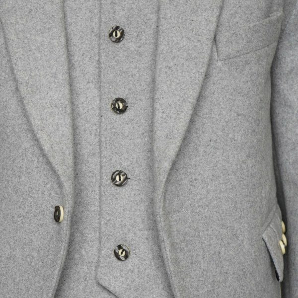 100% WOOL Argyle kilt Jacket & Waistcoat Vest, Scottish Argyle Jacket Light Grey2