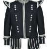 100% Wool New Scottish Black Military Piper Drummer Doublet Tunic Jacket 1