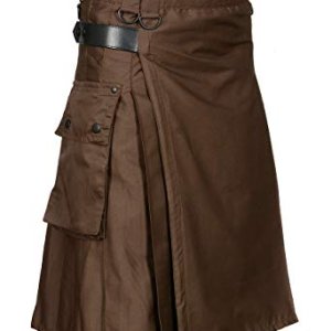 Chocolate Brown Leather Strap Utility Kilt For Active Man2