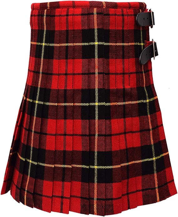 Clan Wallace Red Tartan Kilt for Kids, 100% Acrylic Tartan Kilt of Childrens, Boys and Girls.