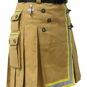 Fireman Tactical Duty Kilt Utility Khaki 100% cotton Visible Reflect