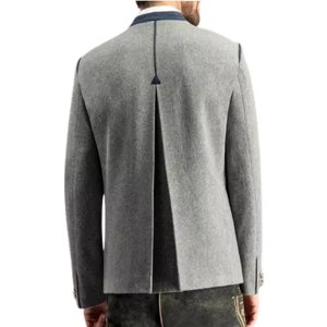Gray German Bavarian Jacket Traditional Tyrol Loden Blazer Austrian Wool Jacket