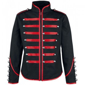 Men Military Jacket Steampunk Red Parade Marching Drummer Jacket