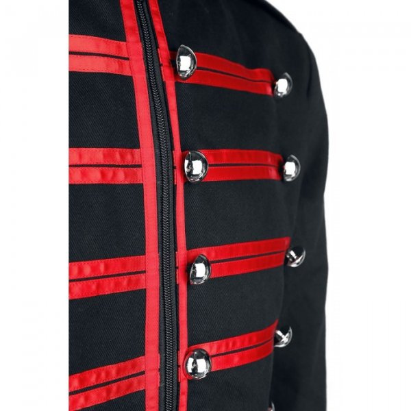 Men Military Jacket Steampunk Red Parade Marching Drummer Jacket3