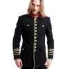 Men’s Black Wool Gothic Military Uniform Officer Hussar Commander Jacket